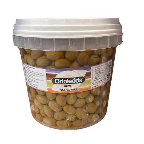 Olives vertes Siciliennes 'schiacciate' en seau 5kg